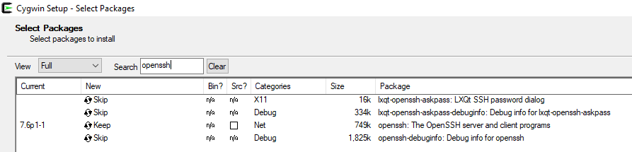 Cygwin openssh